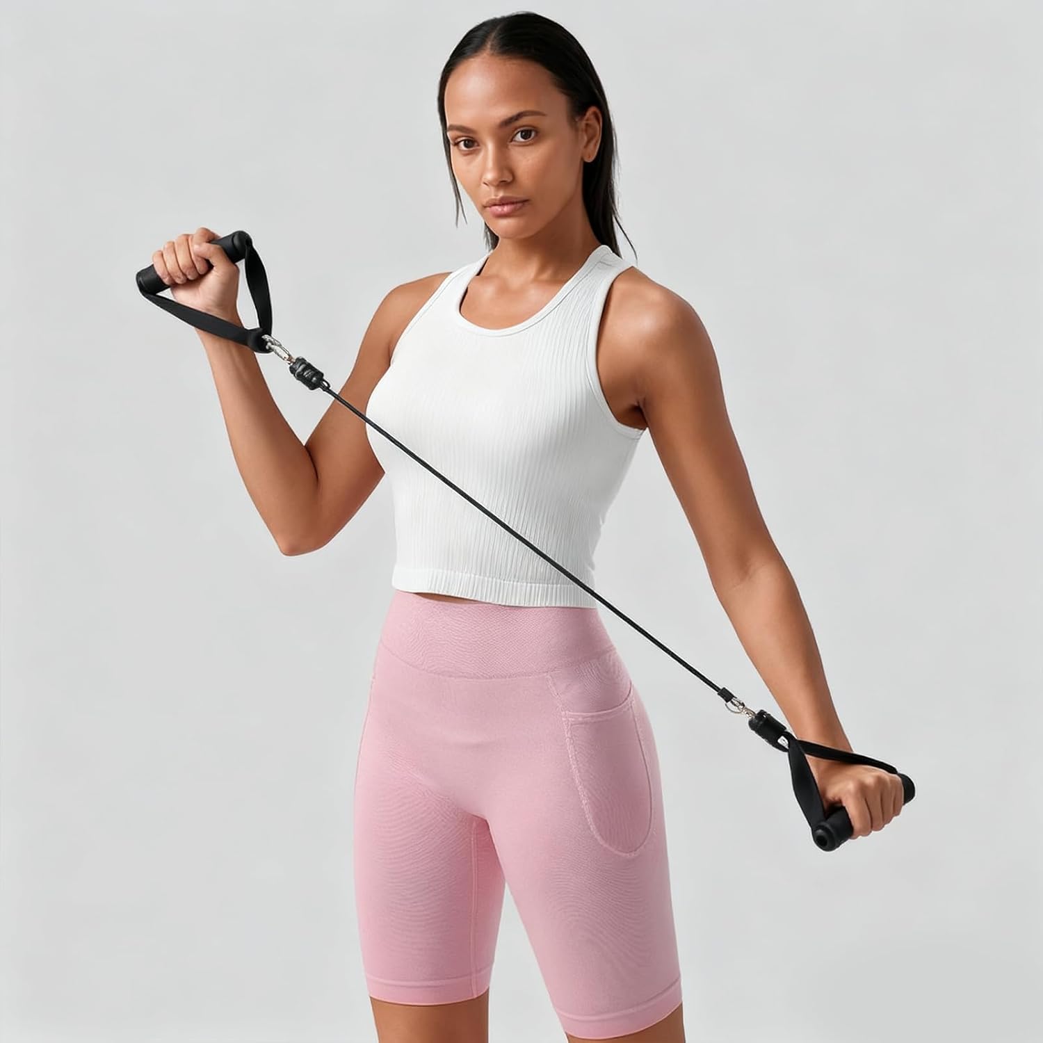 2/3/4 Packs Ribbed Racerback Tanks with Built in Bra for Women -Women’s Seamless Crop Tops Camisole Sport Bra - Image 6