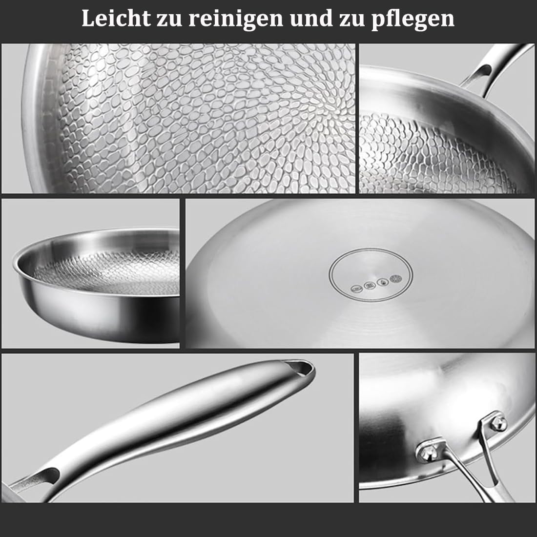 Tipanexi Titan Pfanne, Tipanexi Pro Titanium Antihaft-Bratpfanne mit Deckel, Titan Bratpfanne Unbeschichtet 30cm, Titaniums Nutri-Pfanne für Induktionskochfelder und Elektroherde (not Deckel, 28cm)