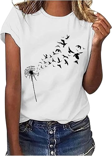 Miniatura 1 de Blusas casuales de verano para mujer, camisas de color sólido de manga corta, blusa de cuello redondo, túnica casual elegante