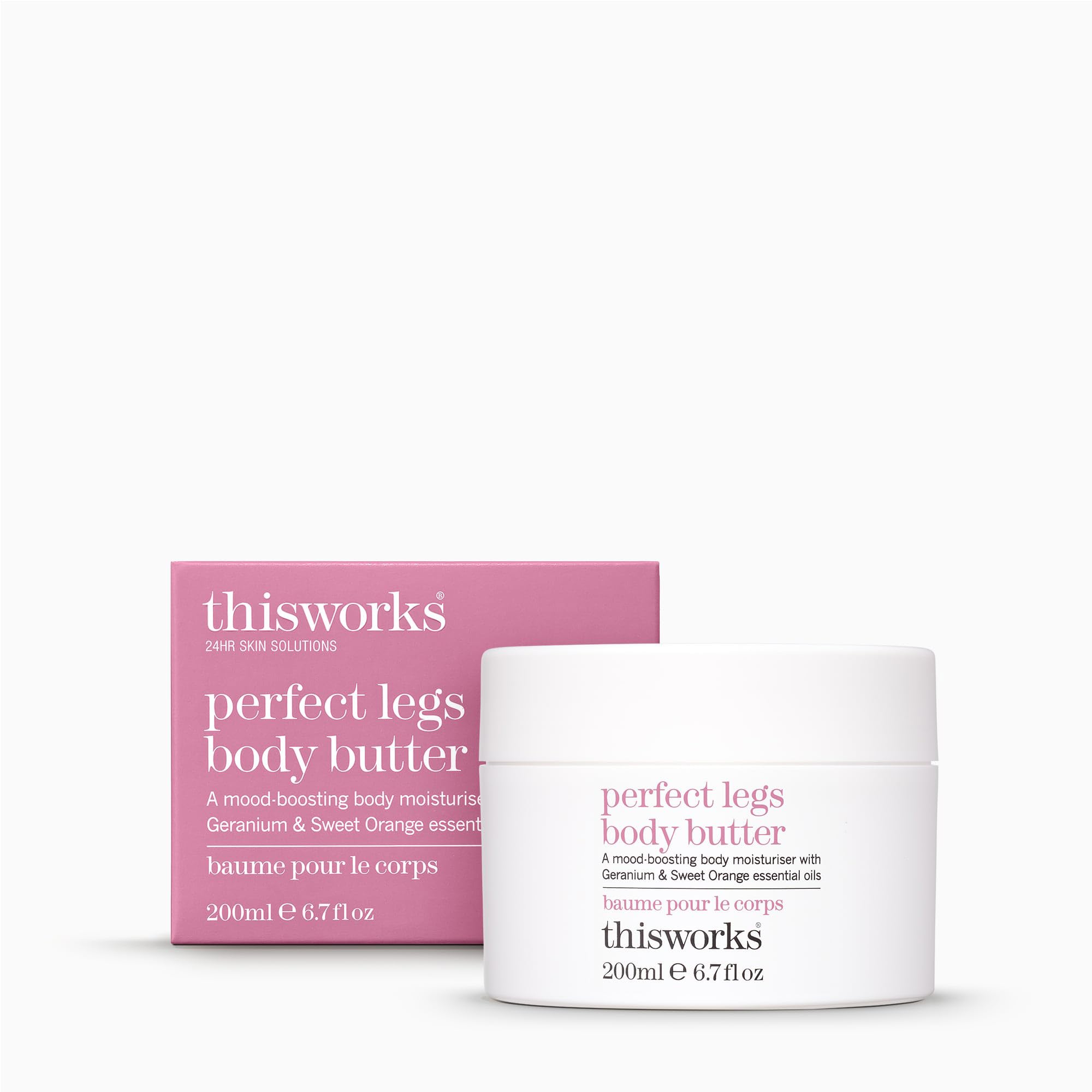 THISWORKSPerfect Legs Body Butter, Moisturising Body Cream with Geranium and Sweet Orange Essential Oils, Hyaluronic Acid and Shea Butter, 200ml | 7.6 Ounce