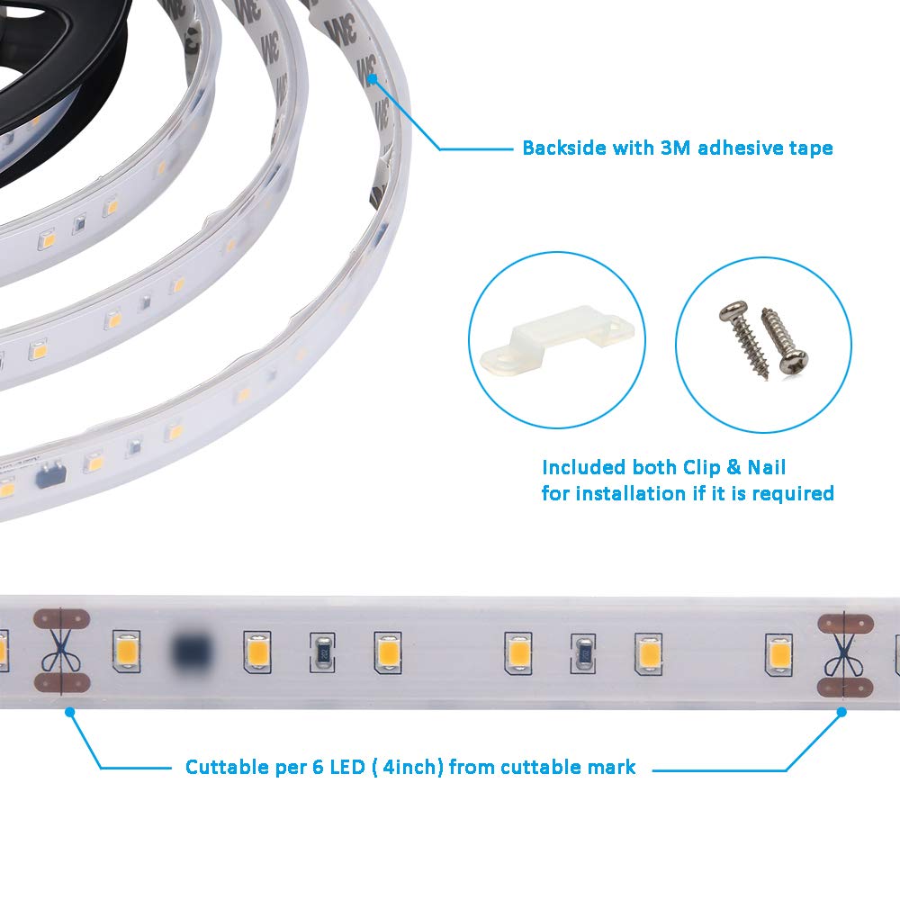 Amazon.com: 120V LED Strip Light Dimmable by Wall Dimmer Switch, Waterproof  IP65, No Need LED Driver, Warm White 2800K LED Rope Light, 300 LED 16.4ft LED  Tape Light for Indoor or Outdoor :