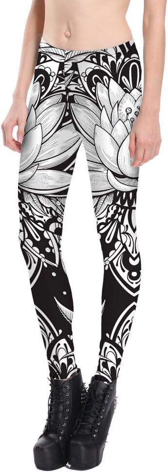 mwbay Womens Rainbow Lotus Green Leaf Fitness Leggings Sport Gym Legins Over Size S-4XL