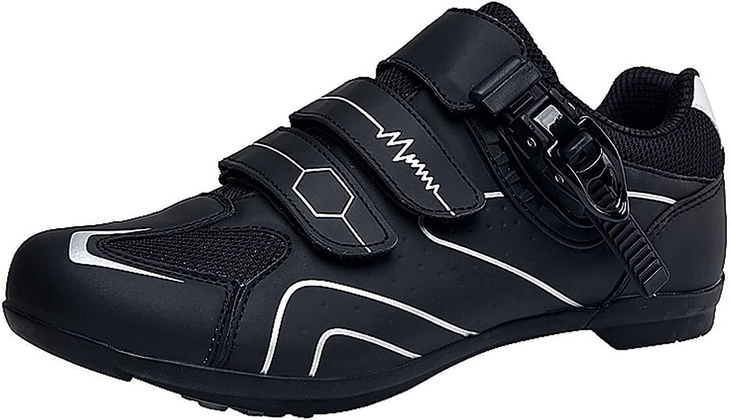 Men's Road Cycling Shoes Fiber Non-Slip Cycling Shoes Fashionable Cool Breathable Shoes (Color : Silver-a, Size : 11)