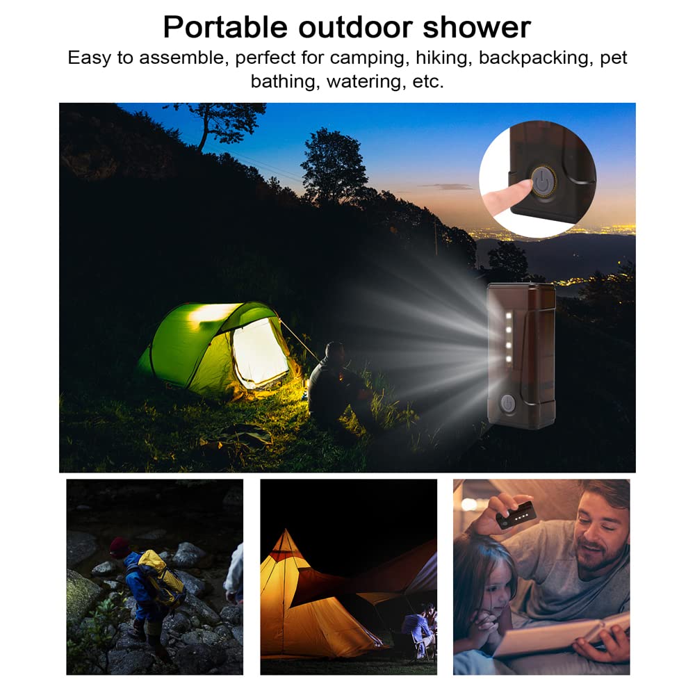 Campeggio portatile elettrico IPX7 impermeabile con flusso d'acqua a 2 livelli LED per escursionismo zaino in spalla viaggio spiaggia irrigazione animali domestici