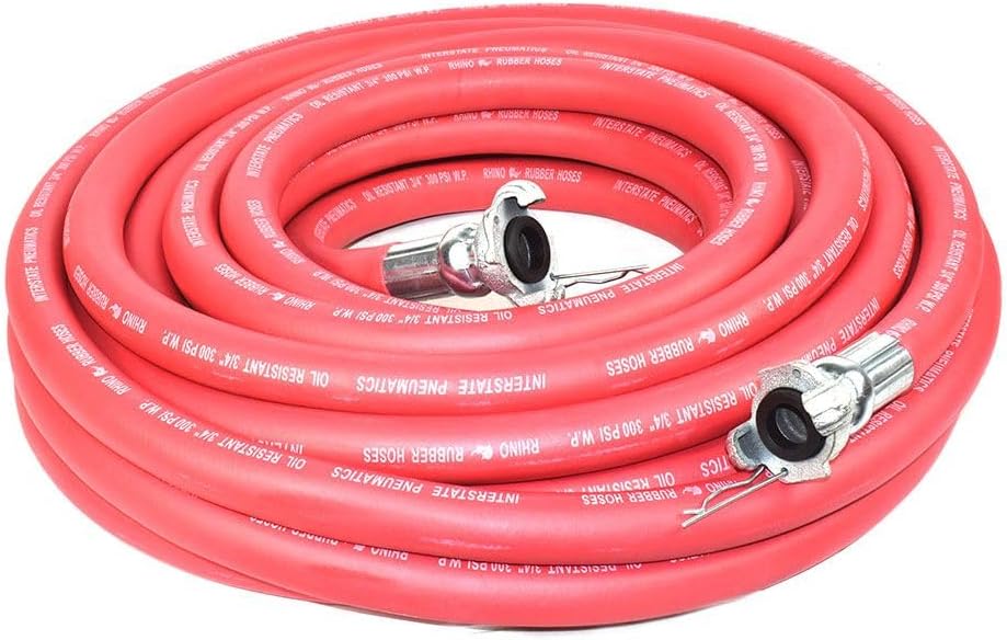 Interstate Pneumatics HJ19-050E Jack Hammer Red Rubber Air Hose 3/4 Inch x 50 Feet 300 PSI