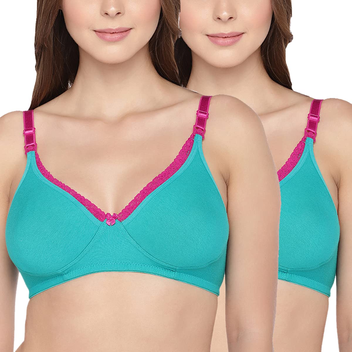 inner sense Organic Cotton Bamboo Nursing Bra for Women I High Coverage Feeding Bra with Lace Detailing on Neckline I Non Padded Maternity Wear with Wirefree Design-picture-19
