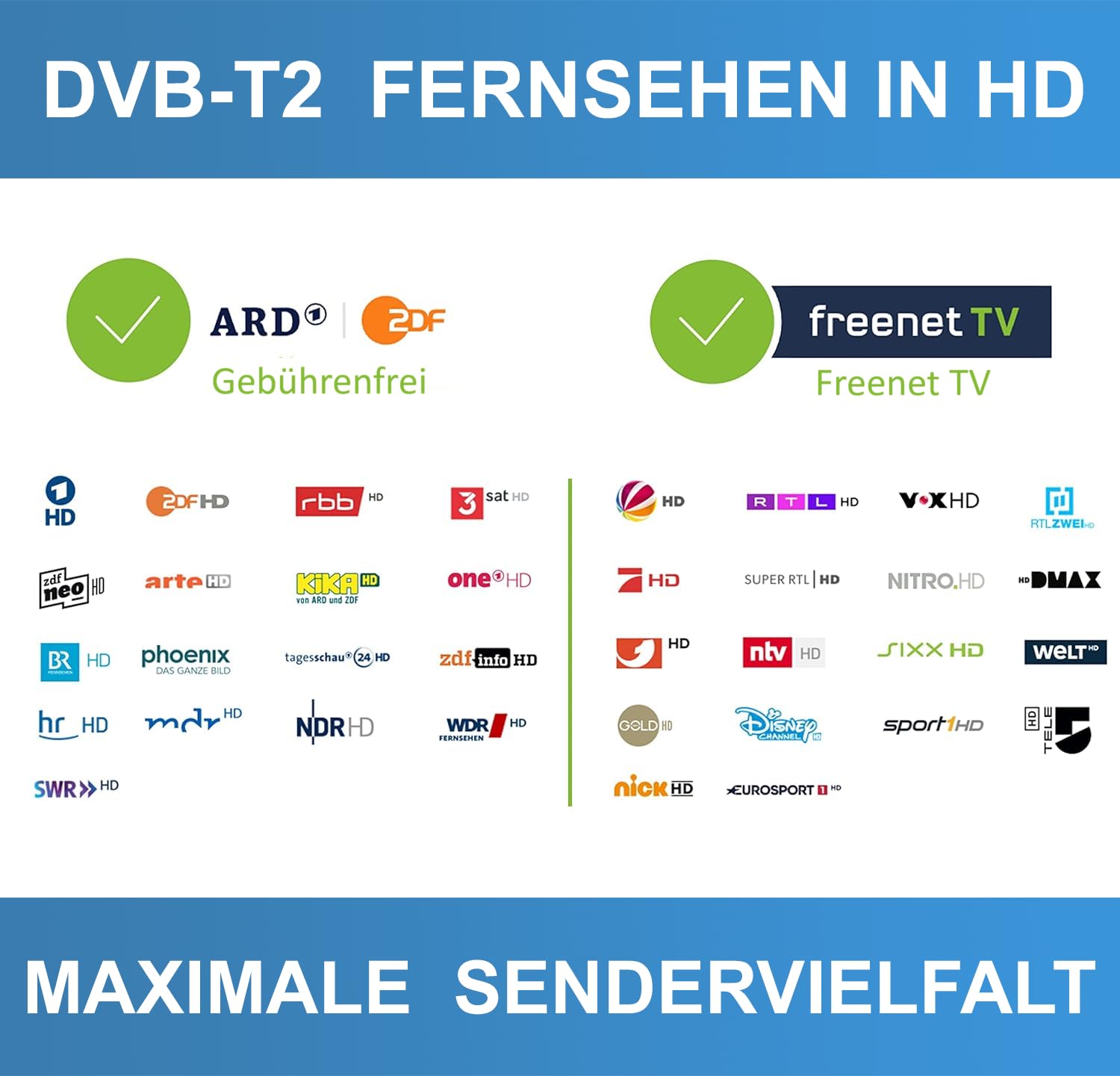 Telestar DVB-T2 Hybrid Receiver mit Antenne, HDMI Kabel und HD USB Mediaplayer