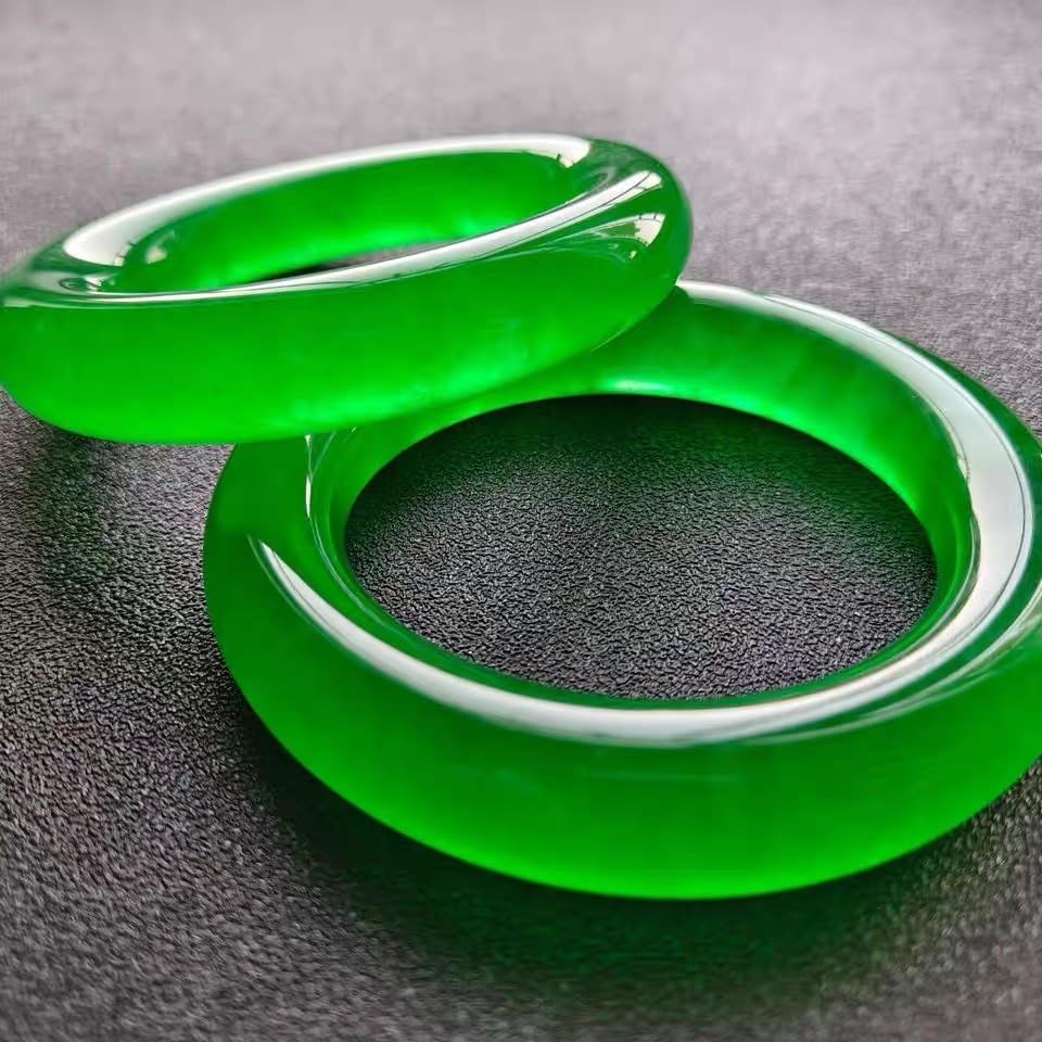URED Floating Green Jade Bangle Bracelet For Women Narrow Feng Shui Bracelet Good Luck jade Bangle Genuine Healing For Woman Yoga meditation mother gift Birthday good luck - Image 5