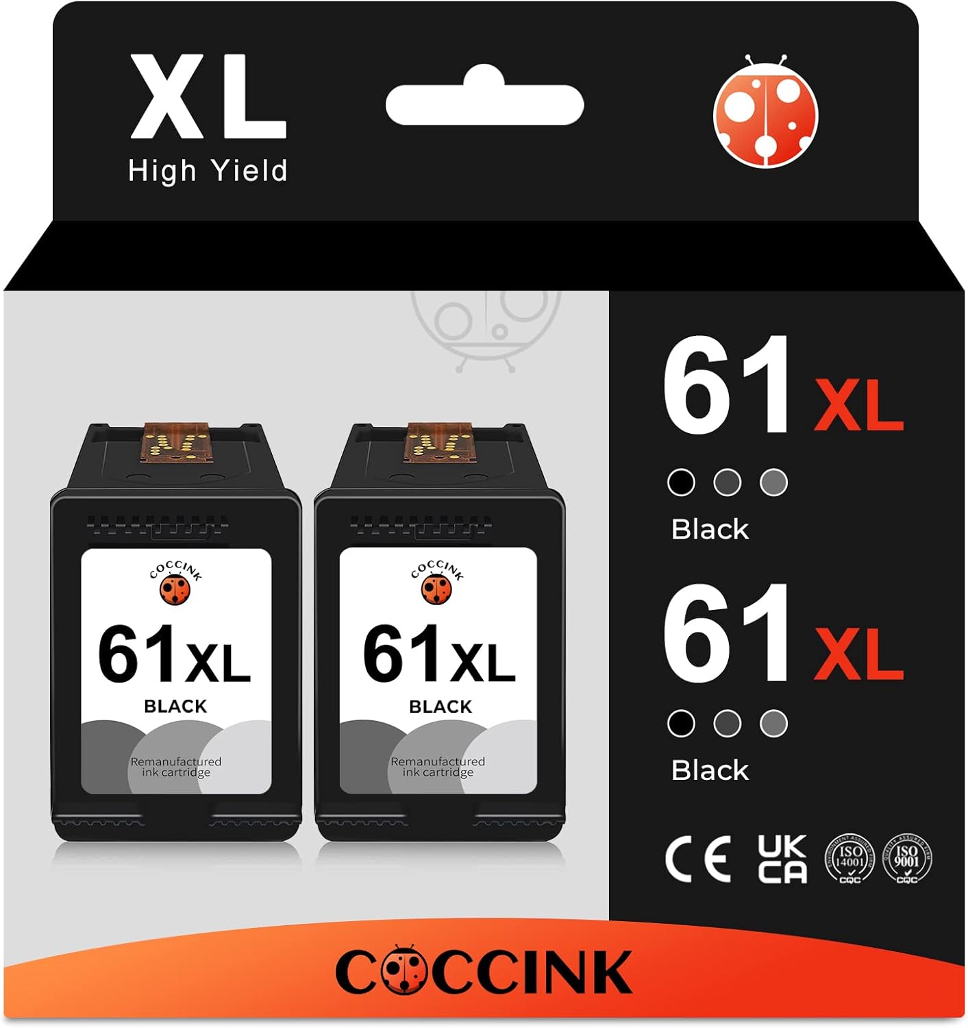 Relcolor Remanufactured HP 61 XL Color Ink Cartridges - 2-Pack Replacement For HP Printers