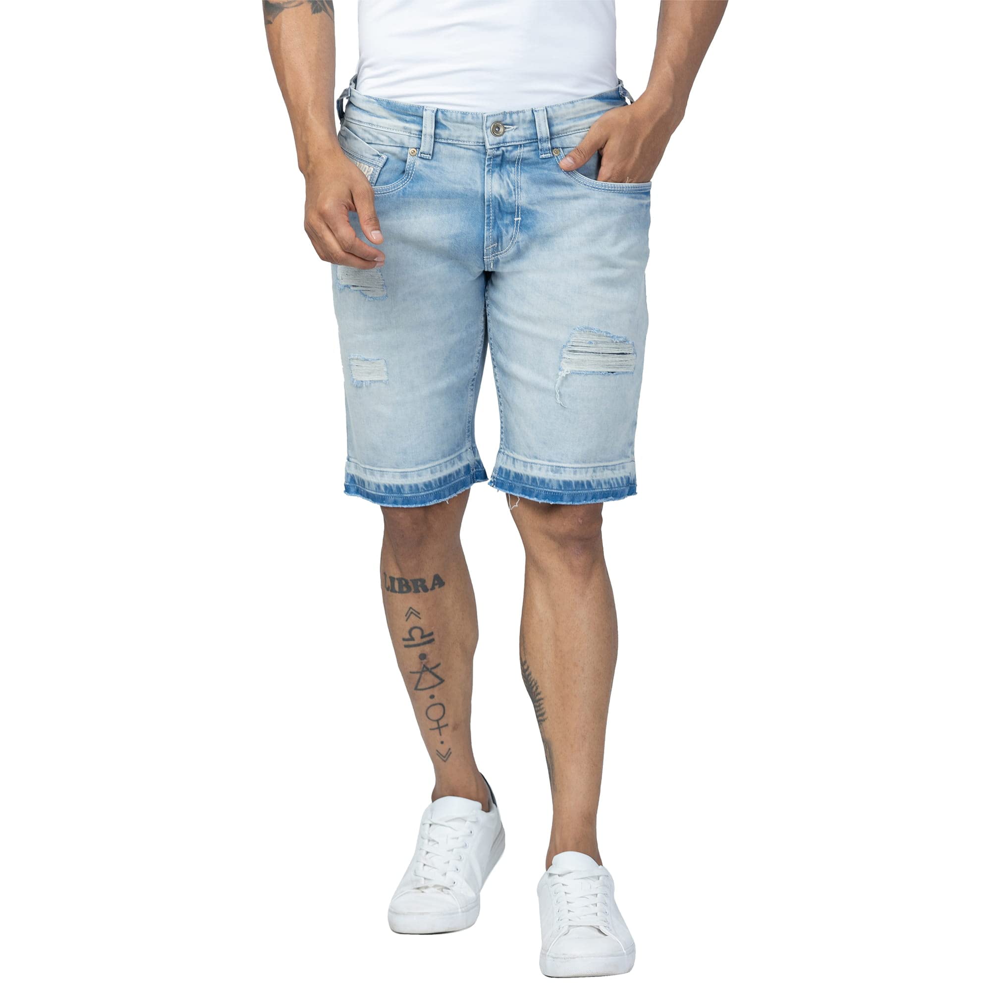 spykar Men Light Blue Cotton Regular Fit Denim Shorts-picture-38
