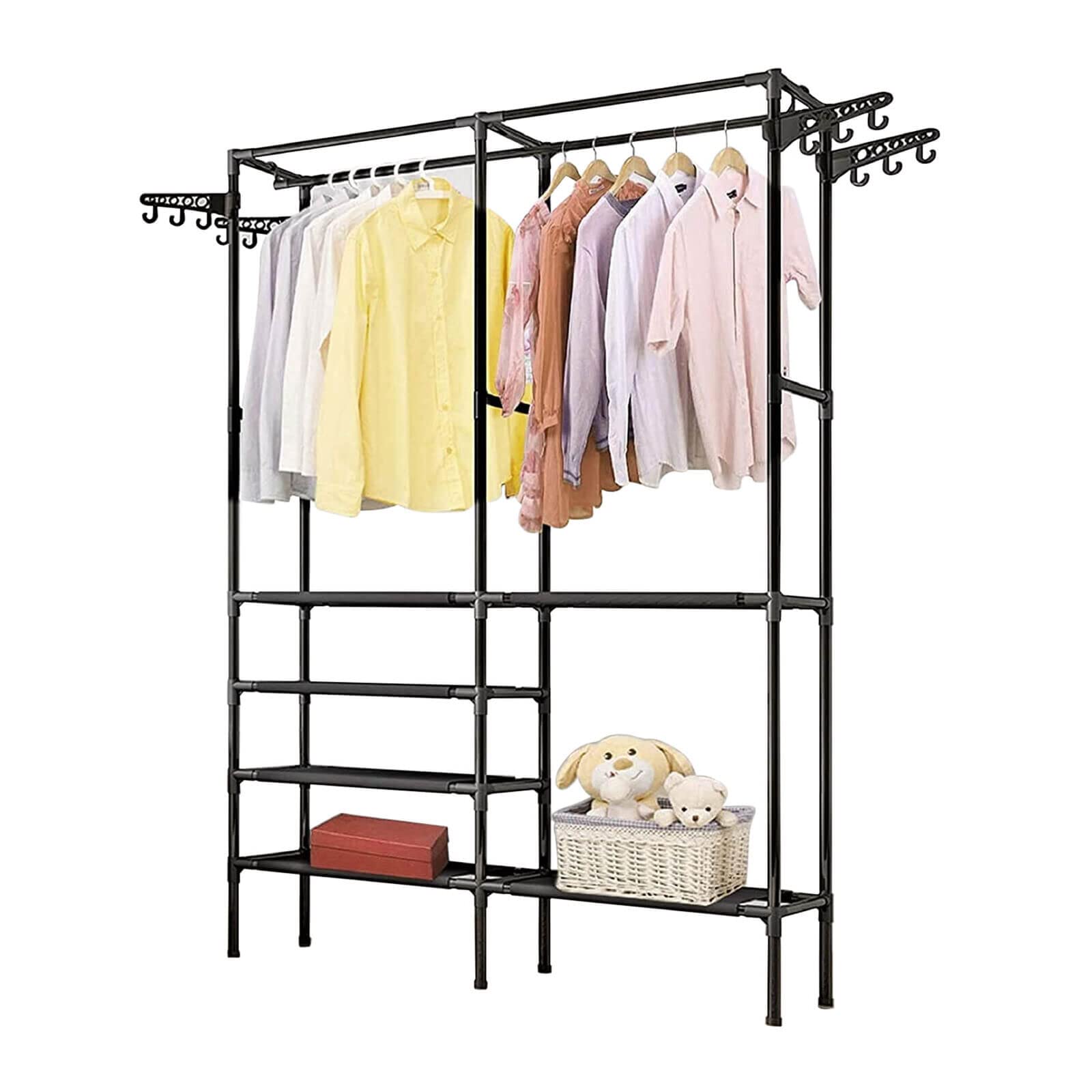 LENDOO Heavy Duty Clothes Rail Rack Hanging Garment Display Stand Shoe Storage Shelf