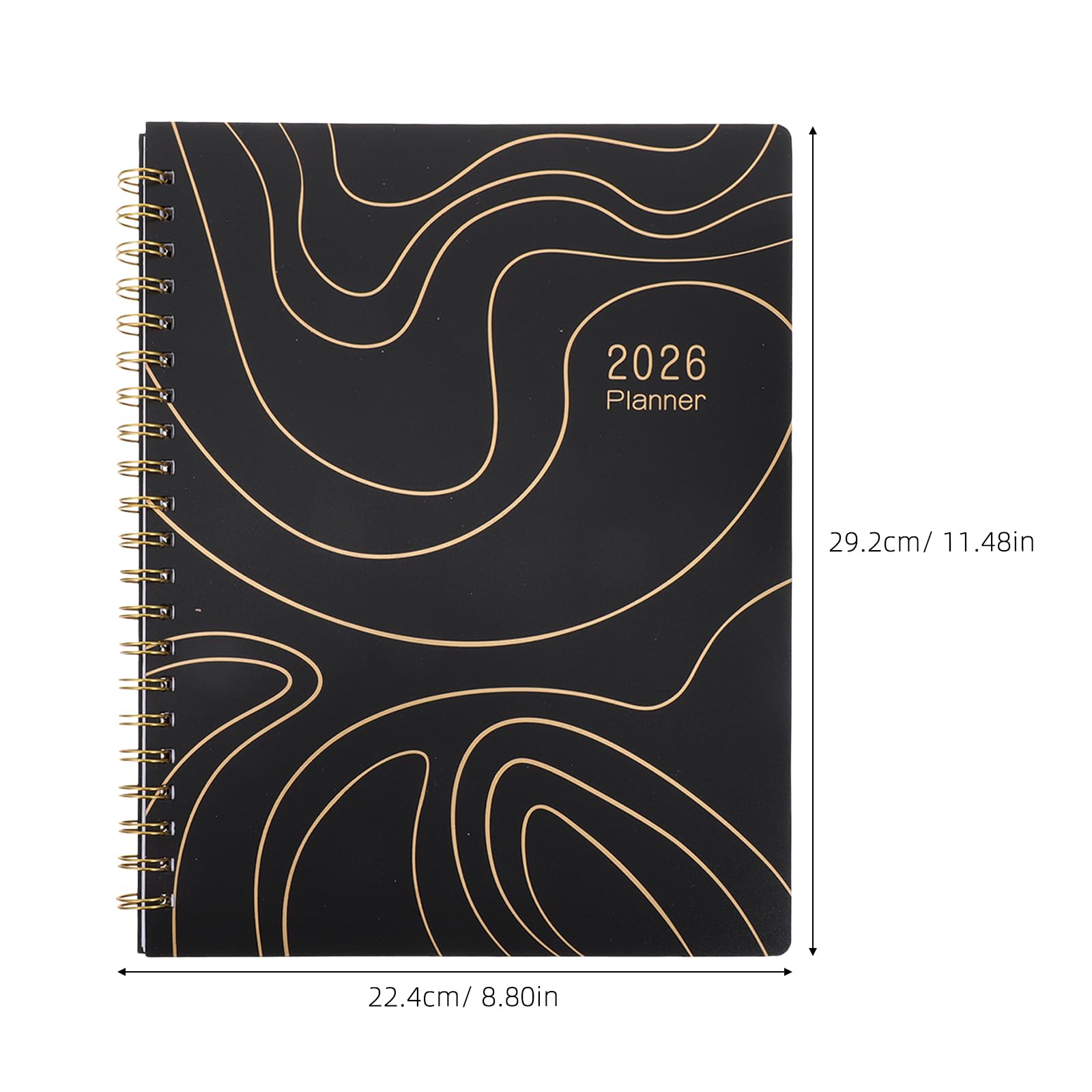 Agenda Hebdomadaire 2026 A4 Double Spirale, Planificateur D’objectifs Mensuels Couverture Rigide et Papier Épais, Carnet de Productivité Portable pour Bureau, École et