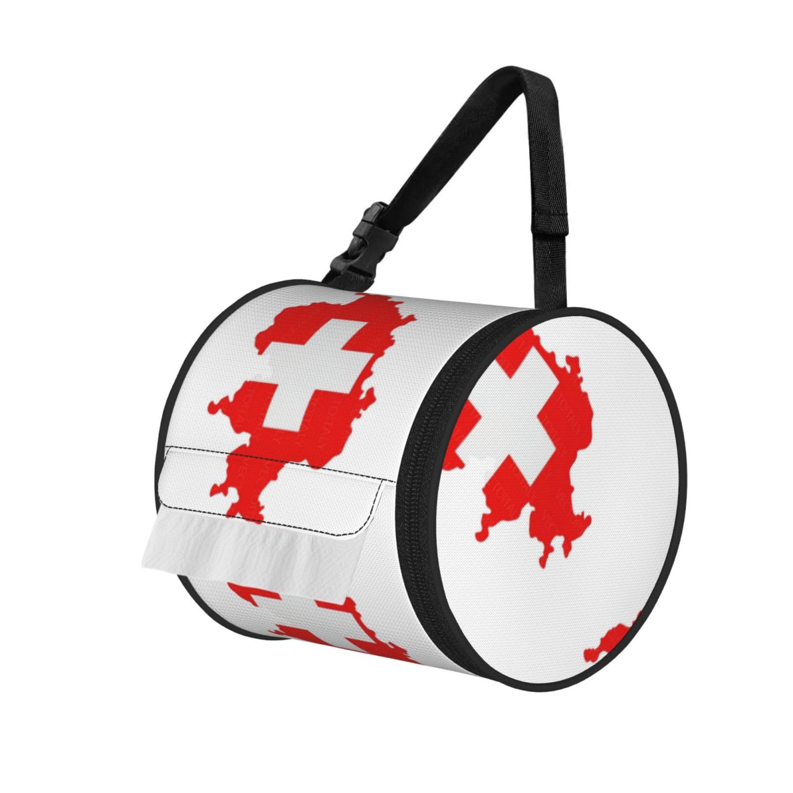 Swiss Flag Map Print Fashion Tissues Organizer Box, Hanging Tissue Holder For Purse Coins For Car Office Daily Outing