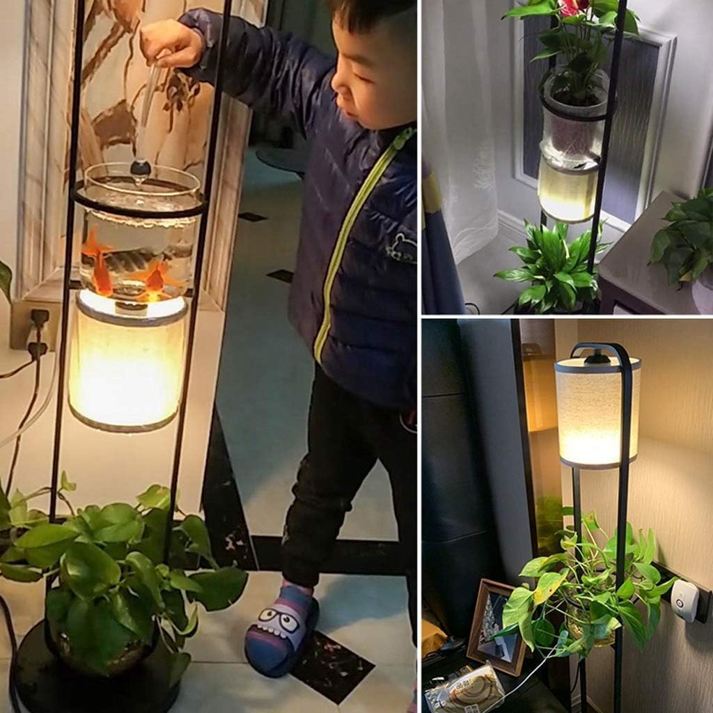 Lampara de Piso Lámpara de Pie Lámpara De Pie De Hierro, Lámpara De Poste Alto Con 2 Pantallas De Lino, Luz De Suelo, Planta Hidropónica, Decoración De Terrario, Lámpara De Pie Lampara de Pie Lámpara