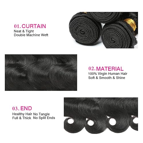 Miniatura 3 de Paquetes de cabello humano ondulado de 22 pulgadas, grado 8A, cabello virgen brasileño sin procesar, 1 paquete de extensiones de cabello humano