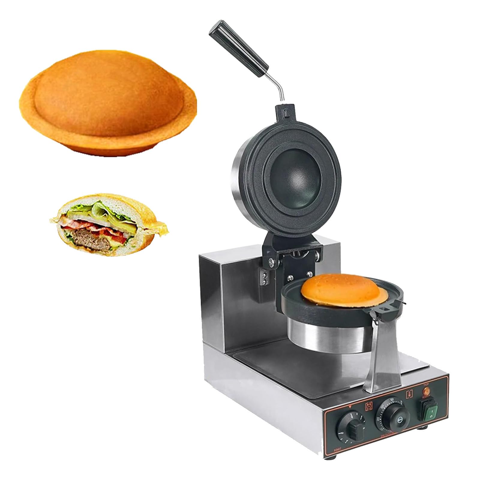 Macchina per Waffle Elettrica, Macchina per Panini, Gelati, Brioche, Hamburger, Macchina per Panini (Piastre Antiaderenti) per Panifici, Ristoranti