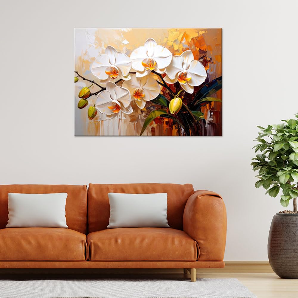 Feeby Bilder - Foto Geschenk - 120x80 1tlg - Leinwandbilder Wohnzimmer - Wandbild über dem Bett - Bild Schlafzimmer - Aesthetic Zimmer Deko - Modern Pictures - Weiße - Blumen - Abstrakt