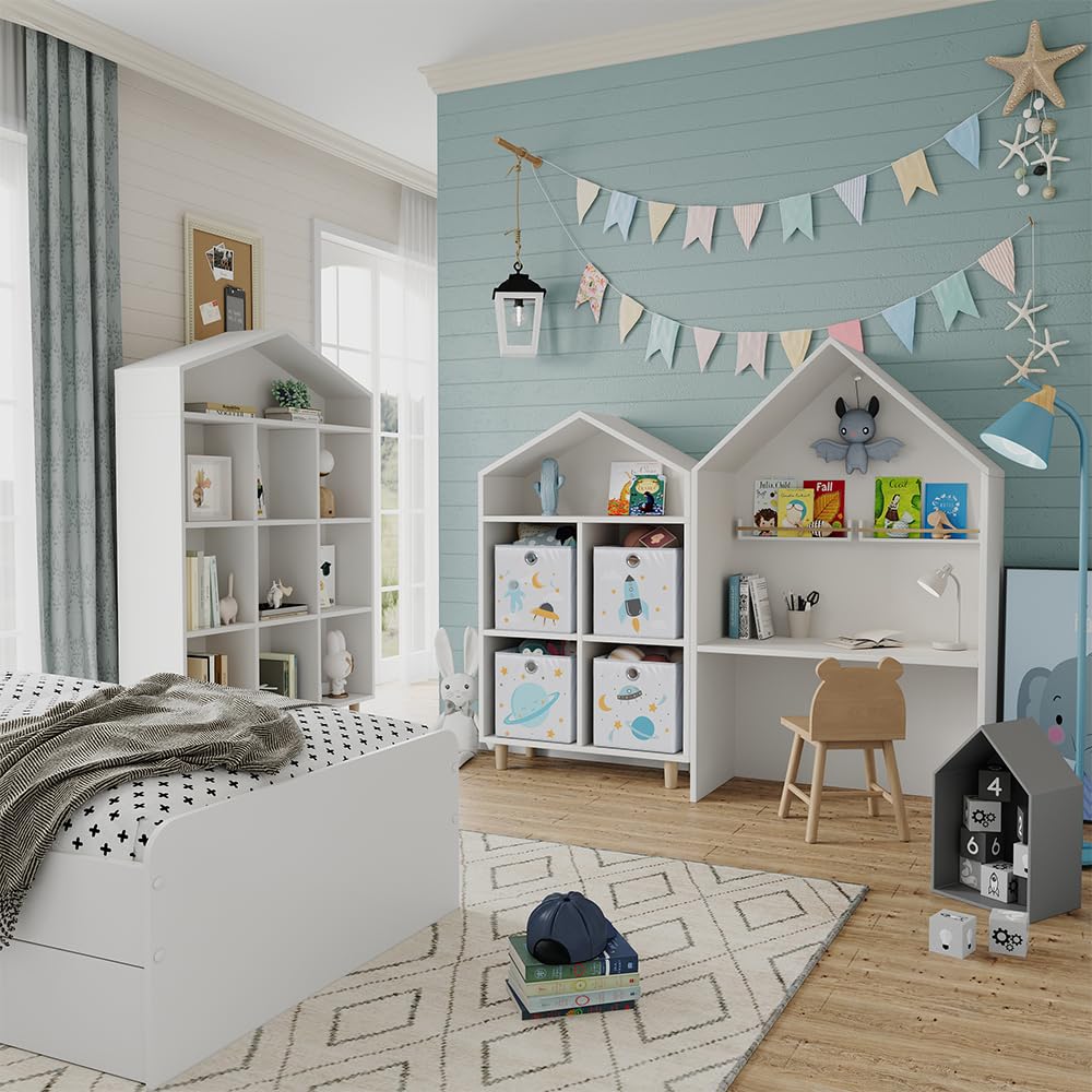 Vicco Boîte pliante, Gris (espace), 30x30cm (motif univers), avec œillet pour un retrait facile et motifs adaptés aux enfants