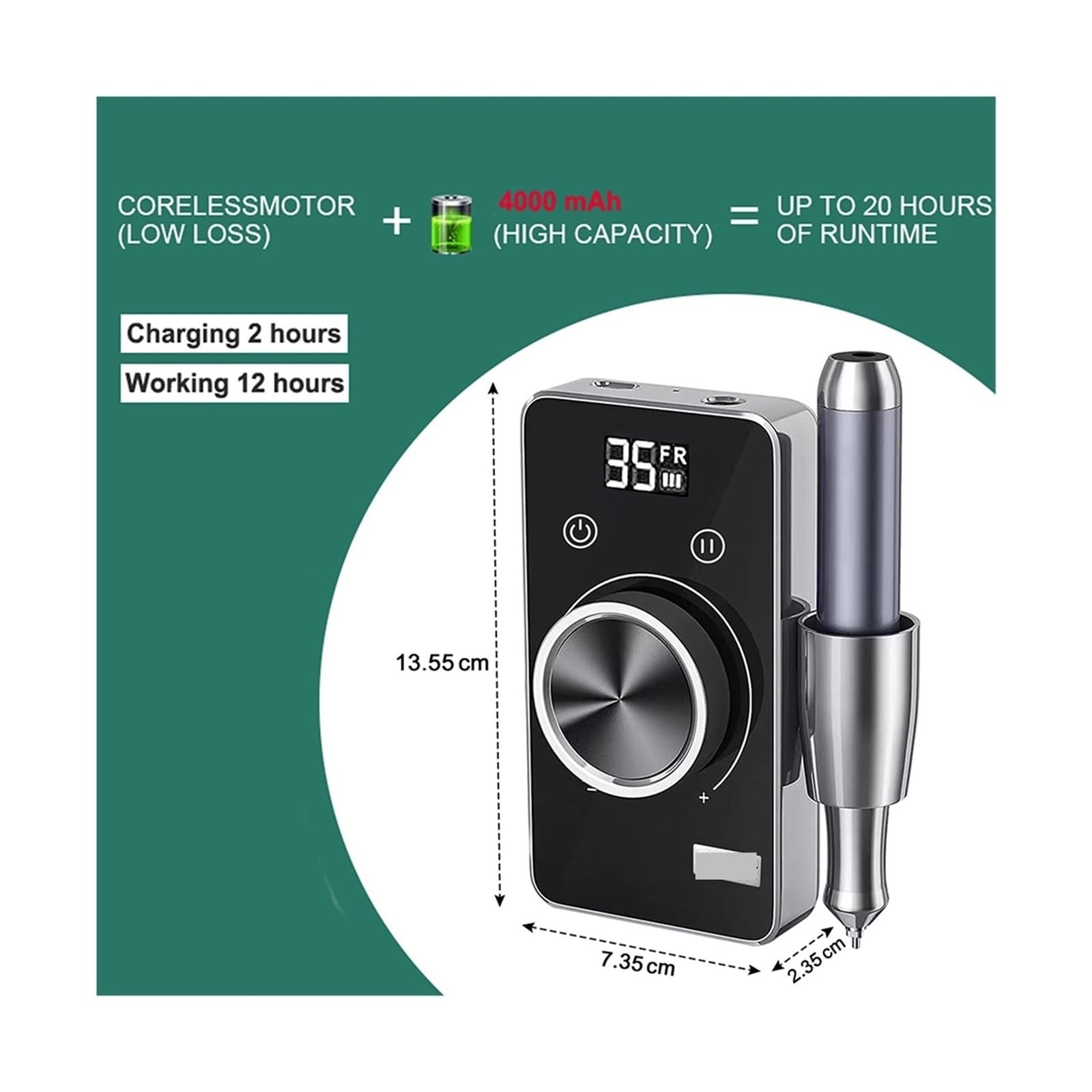 Taladro de uñas 35000 RPM, taladro inalámbrico eléctrico recargable for acrílicas, Gel Potente y eficiente(STE107-Dark Gray)