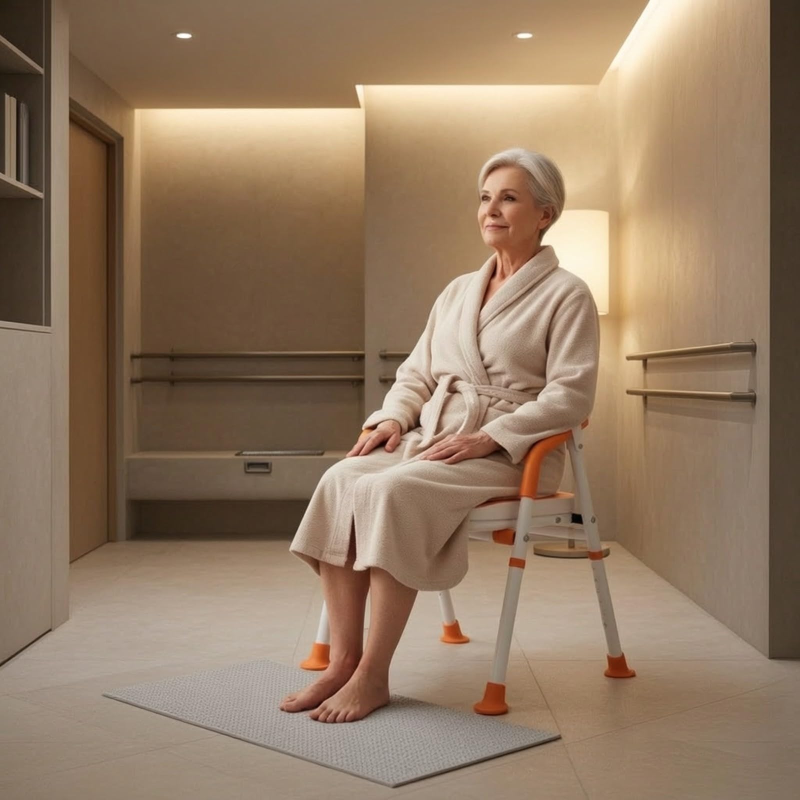 Milageto Silla Baño Plegable con Almohadillas Antislizantes Estable Silla Ducha Plegable Resistente a la Corrosión Asiento Baño Portátil para Bañera