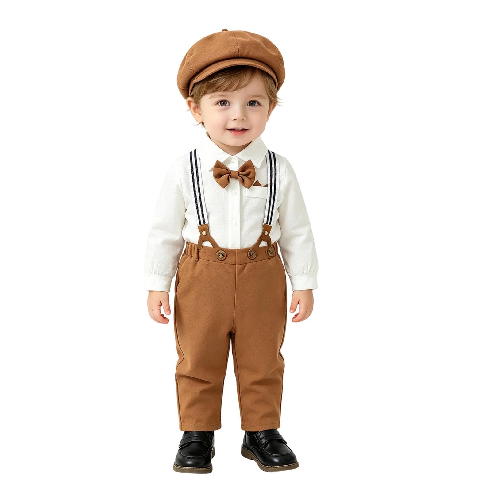 Trajes de niño caballero: tirantes, pajarita, pelele, ropa formal para niños pequeños, bodas, bautizos y fiestas.