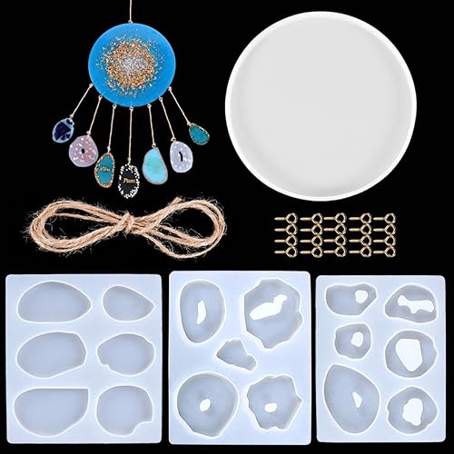 Miniatura 9 de 4 moldes de resina de silicona para resina epoxi, kit de moldes de fundición de resina que se puede utilizar para hacer campanillas de viento,