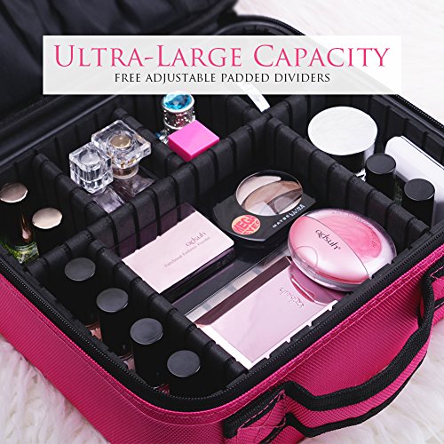 Docolor Travel Makeup Bag,Double Layer Portable Cosmetic Bag with Adjustable Dividers,Waterproof Makeup Case for Makeup… - Image 3