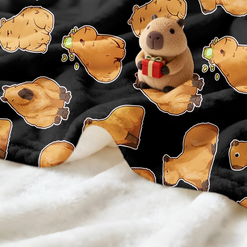 Capybaras Blanket Gift for Girls Boys Kids Animals Lovers-40x50 Inches Soft Flannel Blankets Cutes Capybara Cozy Throws Women Men, Capybaras Blanket for Couch Sofa Bedroom Camping Travel - Image 3