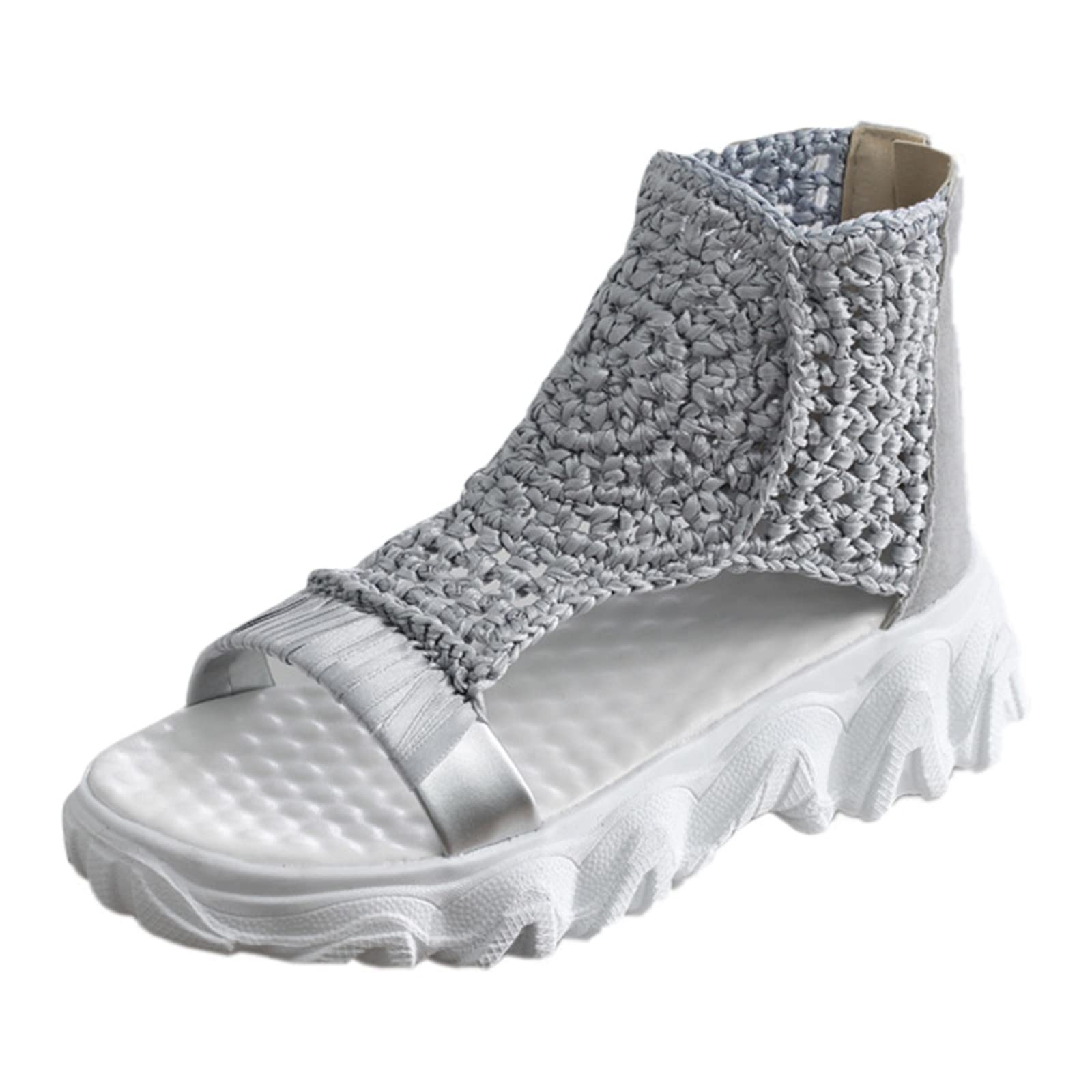 Genérico Sandalias De Tacón Sandalias De Verano para Mujer, Suela con Cuña, Elegantes Cuña Mujer, Zapatos Zuecos, Mules Cuero, Estilo Vintage Verano, Chanclas Cós para Anchos