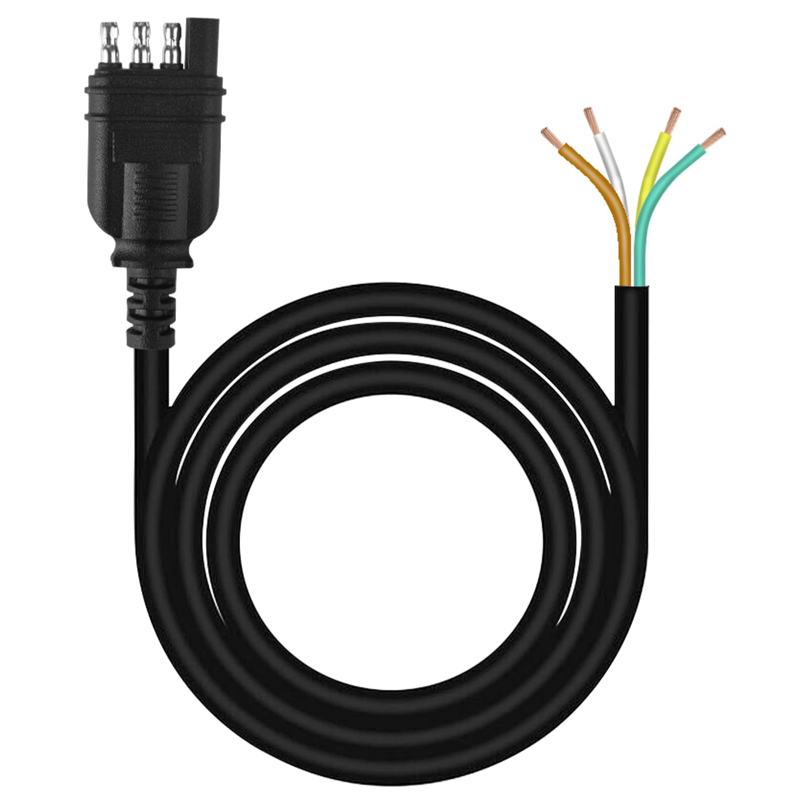 4 Pin Trailer Wiring Harness 3FT, 16 AWG 4 Way Flat Trailer Wiring Extension Connector Harness Vehicle Side Trailer Side 4 Prong Trailer Light Plug