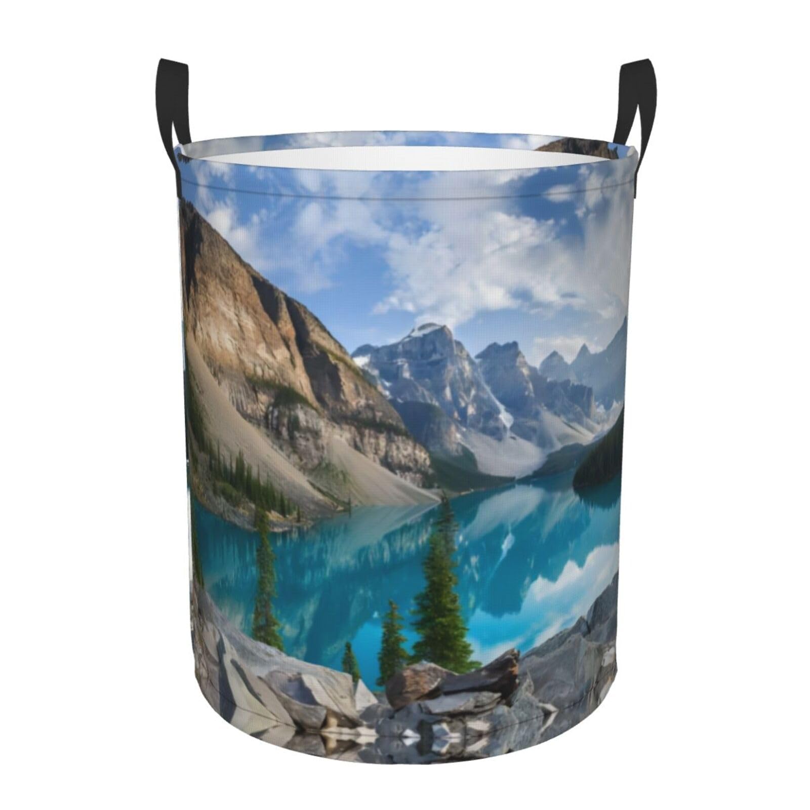 M Circular Hamper – Collapsible Beautiful Mountains Print Laundry Basket