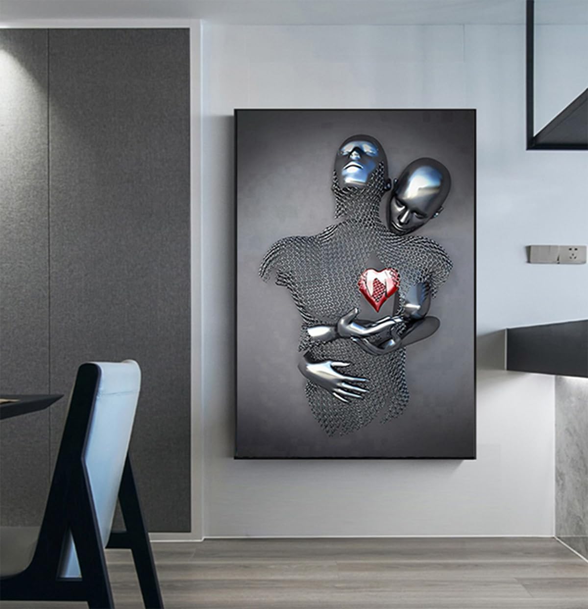 JNAOZI Lovers Metal Figure Statue & Canvas Art - Frameless, Abstract, Love Hug Theme (Poster 03.30 x 40 cm x 1 Piece) - Image 3