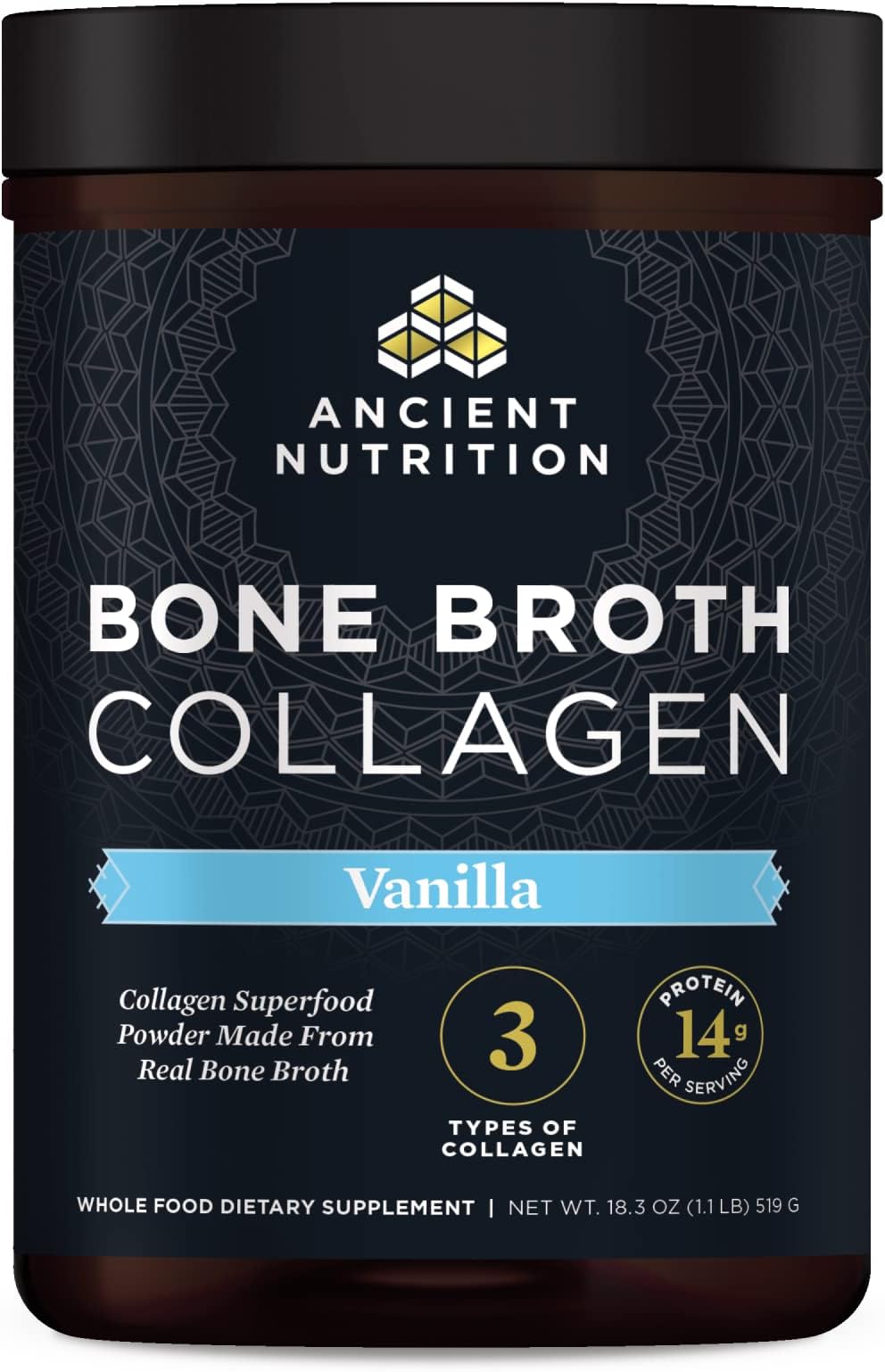Collagen Powder, Bone Broth Collagen, Vanilla, Hydrolyzed Multi Collagen Peptides, Supports Skin and Nails, Joint Supplement, 30 Servings, 18.3oz