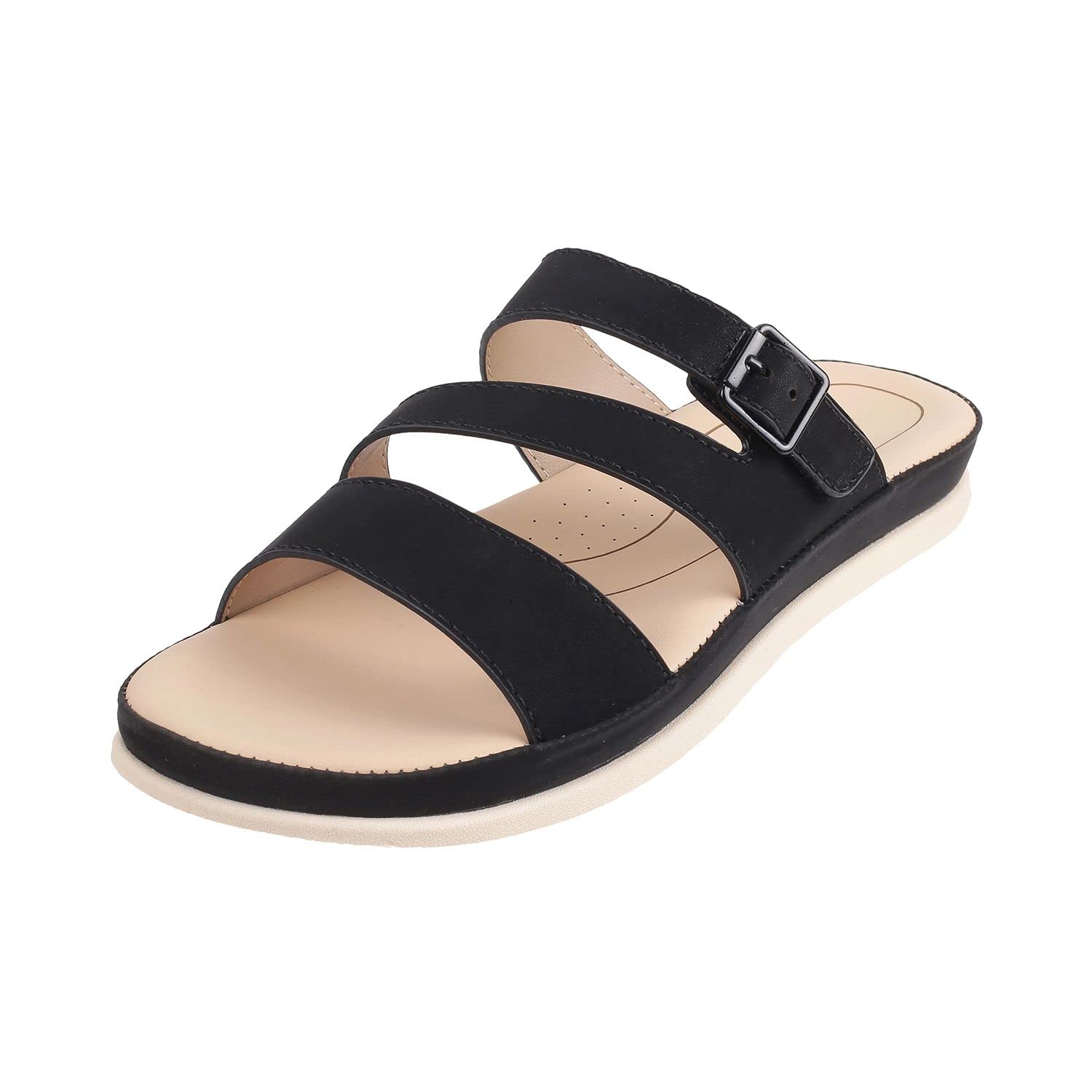 Metro Women Black Synthetic Sandals - EU/38 UK/5-41-4184 (B0CYZZ7C9N) Amazon Price History, Amazon Price Tracker
