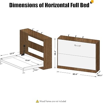 EasyVibe Murphy Bed Hardware Kit with Two-Stage Deluxe Gas Spring - Effortless to Pull Down & Fold Back, Combining Scattered Parts for Heavy Duty Construction Horizontal Double (US Full)