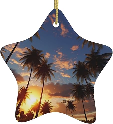 Miniatura 9 de Árbol de Navidad colgante de cerámica con lazo dorado, copas de cóctel, adornos de cerámica para el hogar, manualidades en forma de estrella,