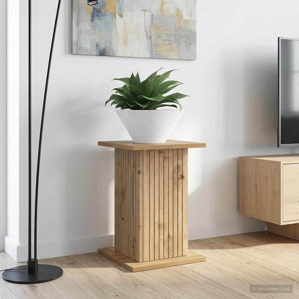 Hothingwell Pflanzenständer, 2 Stück, Eiche, 30,5 x 30 x 43 cm | Feuchtigkeitsbeständiges Holzwerkstoff, klares modernes Design, einfache Pflege mit feuchtem Tuch