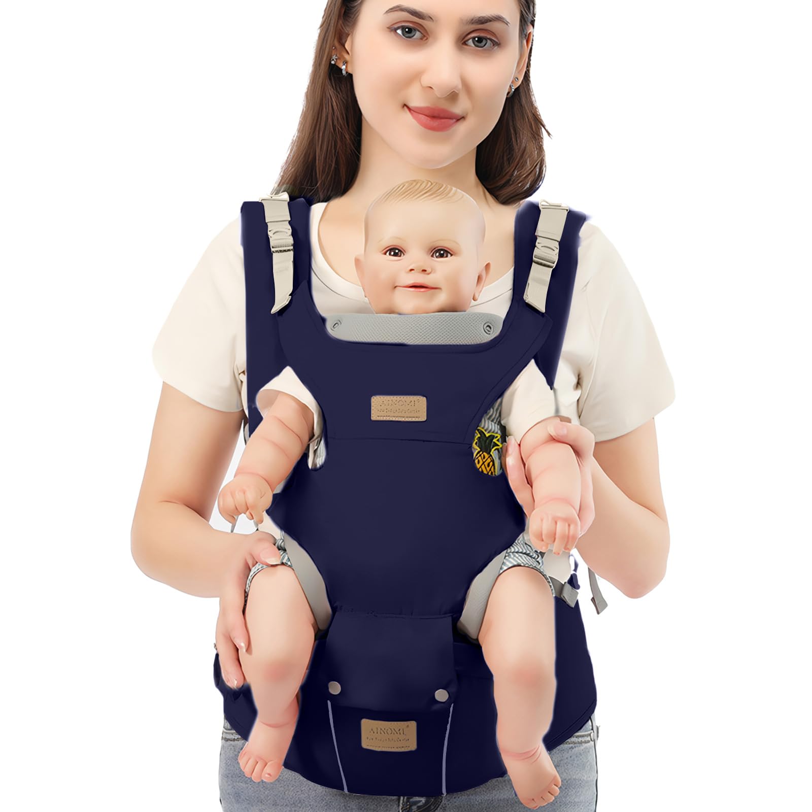 SONARIN Multifunzionale 3 in 1 Marsupio Neonati con Sedile,Portantina Ergonomico Traspirante Porta Bambino Fascia Porta Bebè Multi-Posizioni per Neonati Bambini 0-36 Mesi(Blu Scuro)