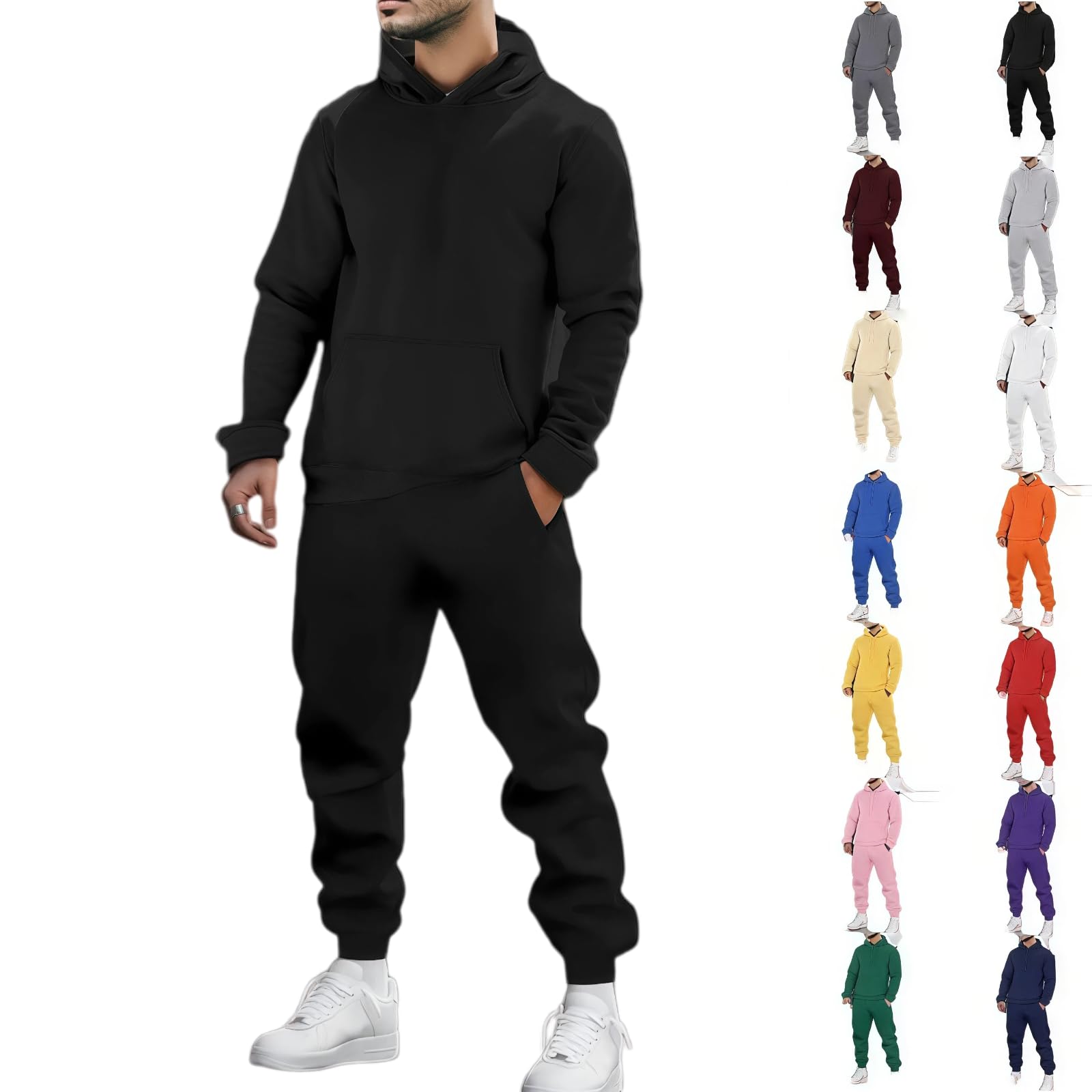 Mens Track Suits 2 Piece Set Fleece Hoodie and Sweatpants Outfits 2026 Casual Athletic Jo…