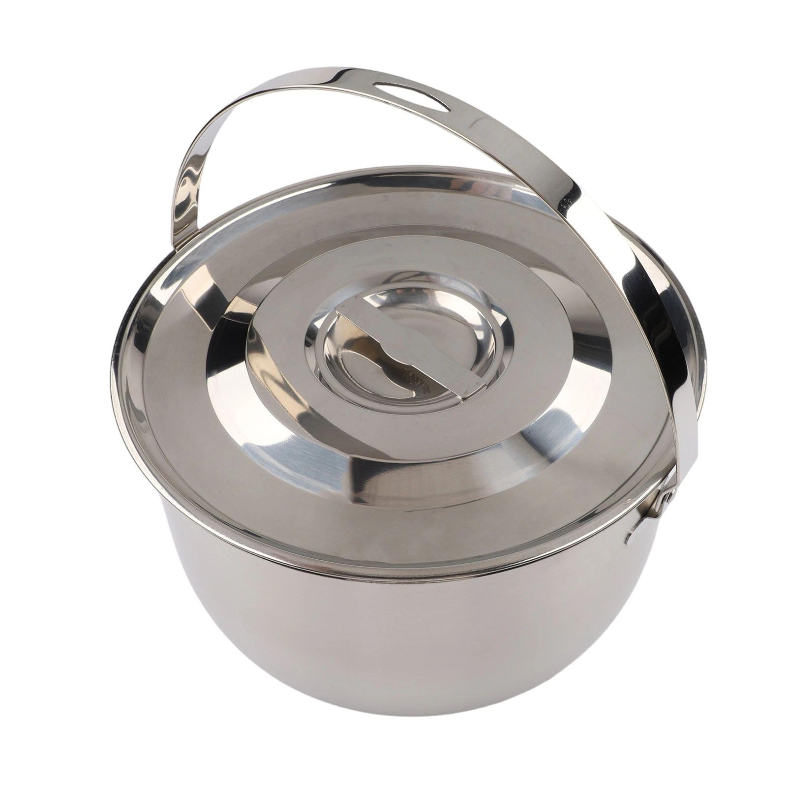 Whychstore Olla de camping de acero inoxidable, cacerola de cocina al aire libre con tapa y asa para senderismo, picnic, hogar, cocina, 1,4 L