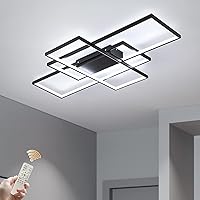 Vista 1 de GEADI Luces LED de Techo Extra Grandes Modernas, Candelabro Rectangular Regulable Negro de 68W Lámpara de Techo de Montaje Empotrado con Control