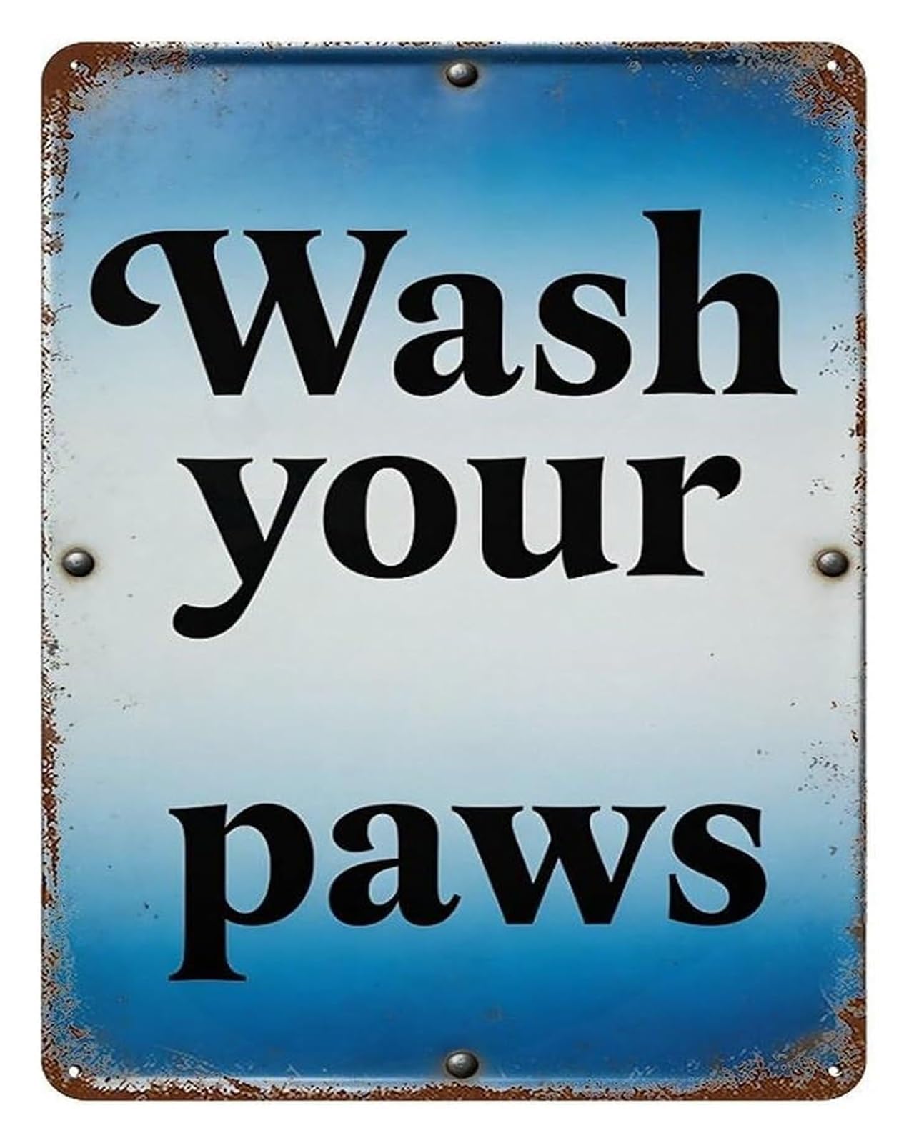 ZDVHOMCB Clean Paws Metal Tin Sign 8 X 12 in Humorous Pet Bathroom Plaque for Home Restroom Laundry Room