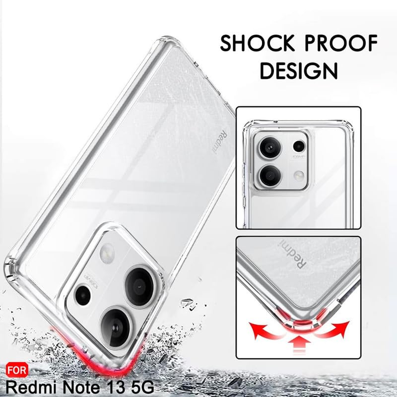 Image of Case Creation New Redmi Note 13 Premium Imported 0.3mm Crystal Clear Totu Silicone Transparent Flexible Soft Corner Protection with TPU Slim Back Case Cover for Mi Note 13