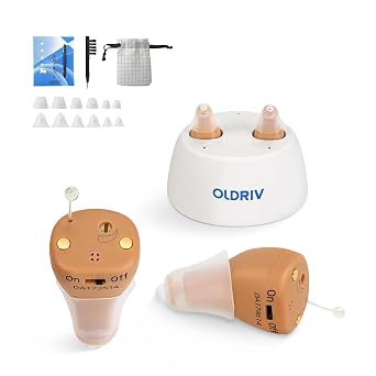 Rechargeable Hearing Aids for Adults Seniors, OTC Hearing Aids for Adults Seniors Rechargeable with Noise Cancelling, Invisible Hearing Aid, 1 Pair Beige