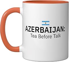 Azerbaijan Tea Before Talk Funny Tea Lover Ceramic Mug, Orange/White