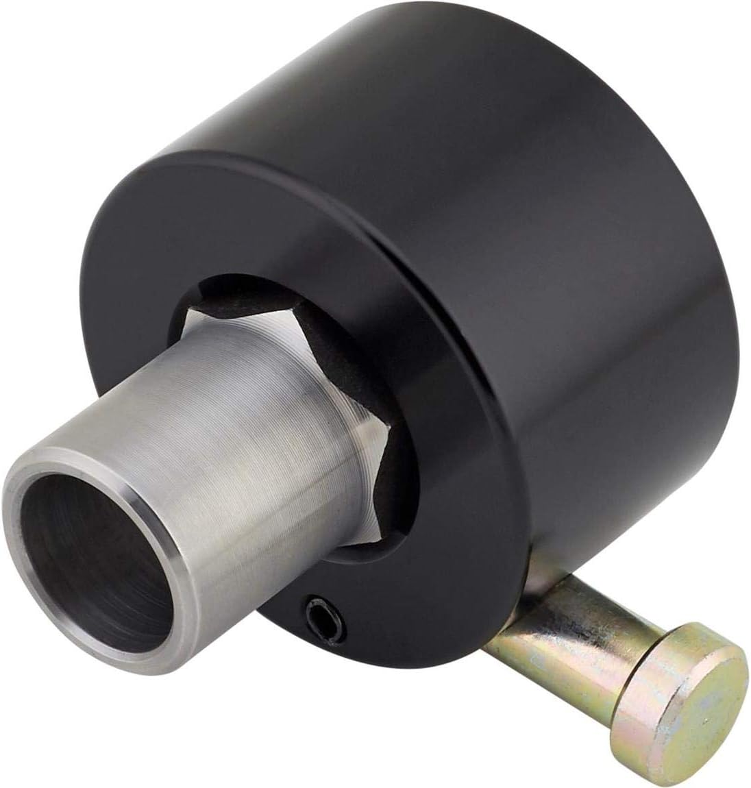 Speedway Motors Hex Steering Wheel Quick-Release Assembly with Push Button, Billet Aluminum Hub and ¾” Weld-On Steel Sleeve, Universal Fit, Anodized Finish, 2.5” Overall Length