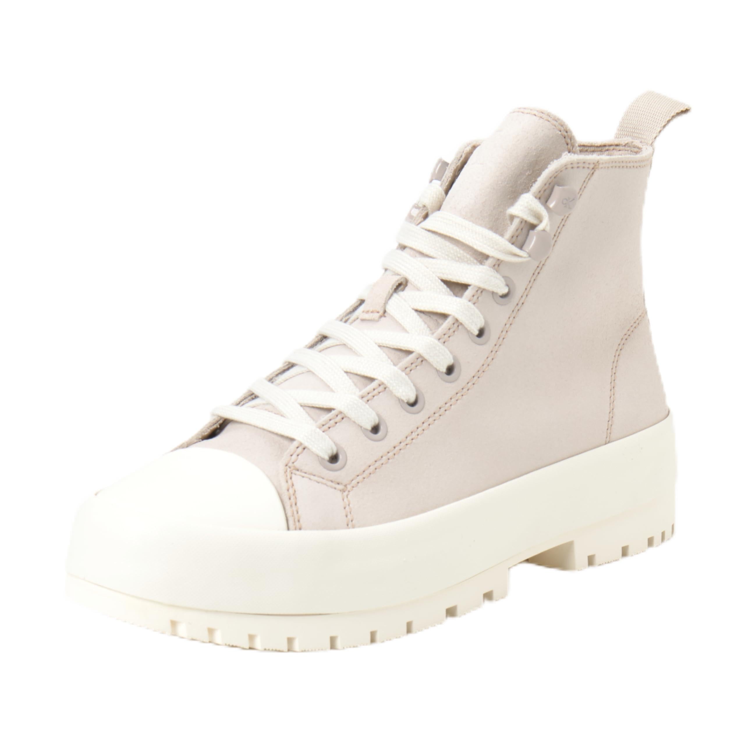 Calvin Klein Women’s Mid Top Suede Hybrid Trainers, Off-White (Eggshell/Creamy White), 4