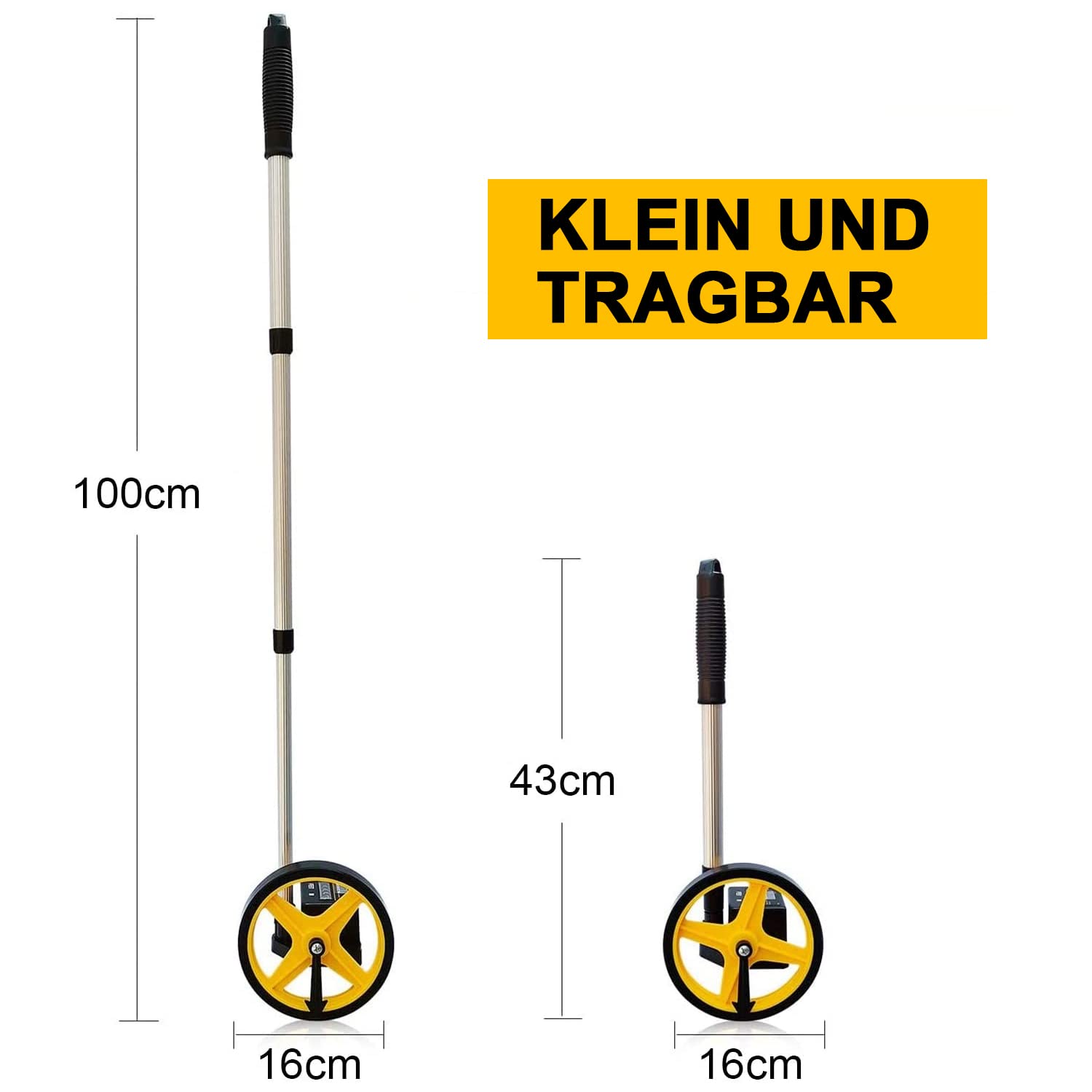 Roată de măsurare mecanică 0-99999,9 m/ft Curvimetru Mâner telescopic