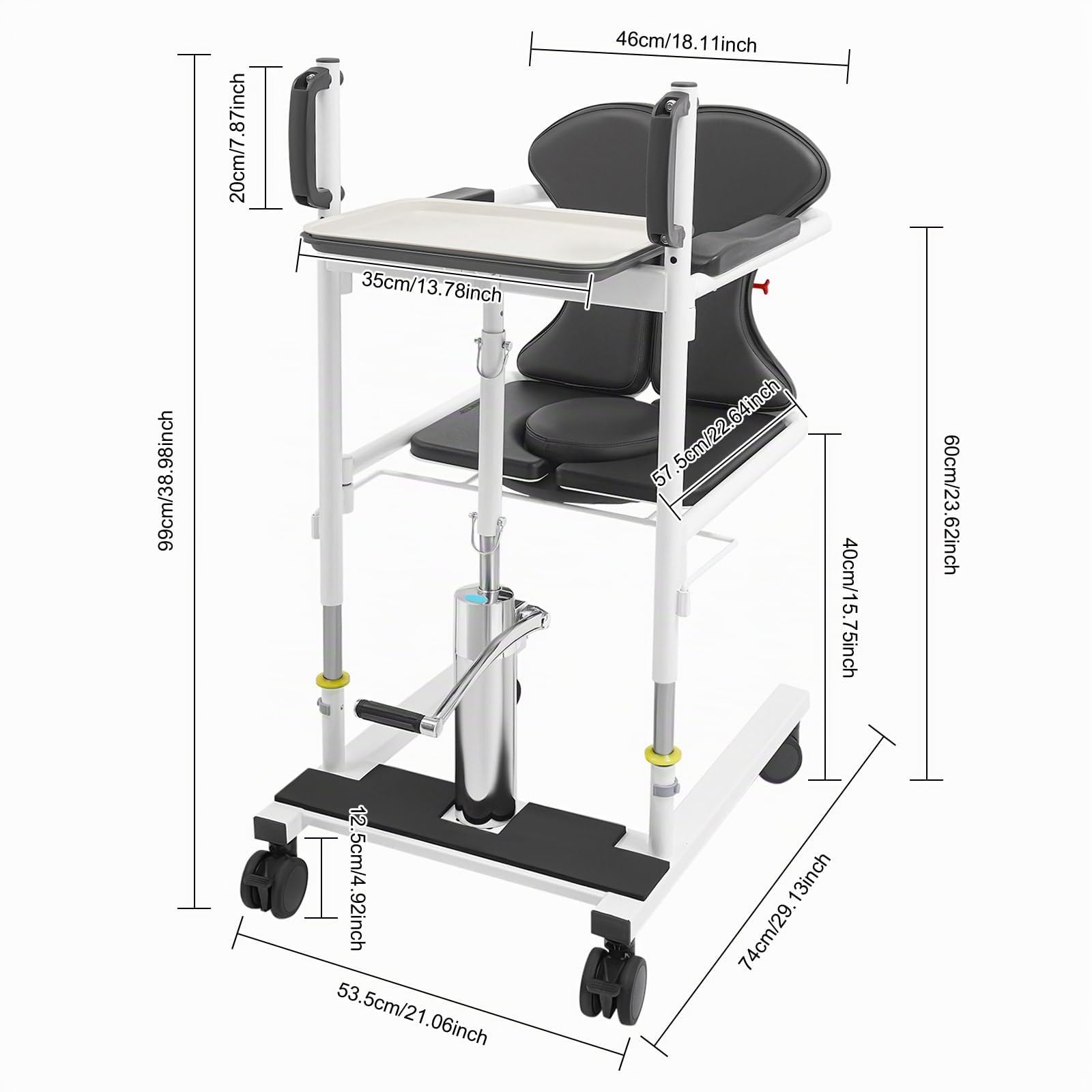 Silla HidráUlica De Transferencia De Pacientes 150kg | Silla GeriáTrica Con Inodoro, Asiento Dividido 180°, Altura Regulable, Para Personas Mayores Y Movilidad Reducida