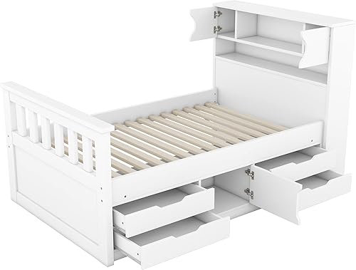 Miniatura 105 de SOFTSEA Cama de almacenamiento de tamaño individual con cajones de almacenamiento, no necesita somier (cereza) Cereza,Blanco,Gris (Antique